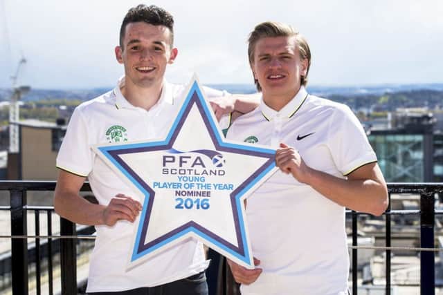 Hibernian's John McGinn and Jason Cummings are both nominated for the Young Player of the Year award. Picture: Craig Williamson/SNS