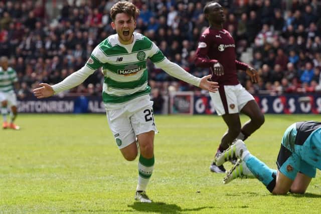 Celtic's Patrick Roberts celebrates after putting his side back in front Picture: SNS Group