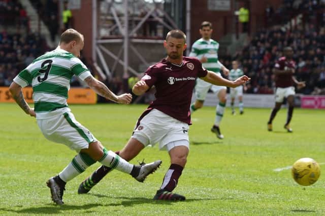 Celtic's Leigh Griffiths scores his side's third of the game Picture: SNS Group