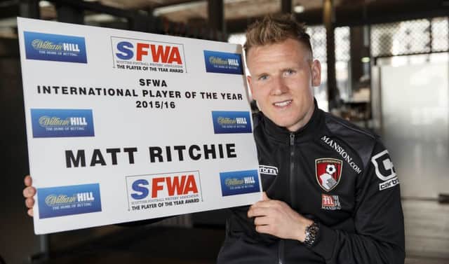 Matt Ritchie has been named Scottish Football Writers' Association international player of the year