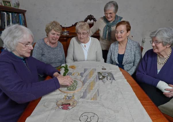 From left, Jean Lindsay, Pip Pete, Margaret Humphries, Fiona Macintosh, Anne Breedie and Jinty Murray get stitching. Picture: Neil Hanna
