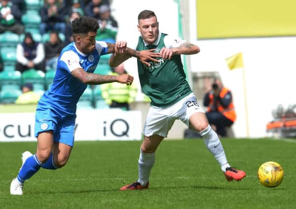 QOTS's Callum Tapping (left) battles against Anthony Stokes. Picture: SNS