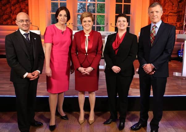 Scottish party leaders line up before the BBC's leaders debate. Picture: PA