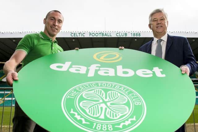 Peter Lawwell and captain Scott Brown launch the new sponsor deal with Dafabet. Picture: SNS Group