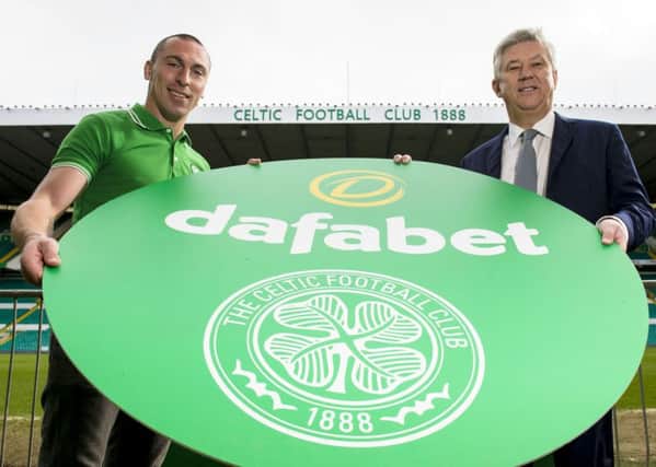 Peter Lawwell and captain Scott Brown launch the new sponsor deal with Dafabet. Picture: SNS Group
