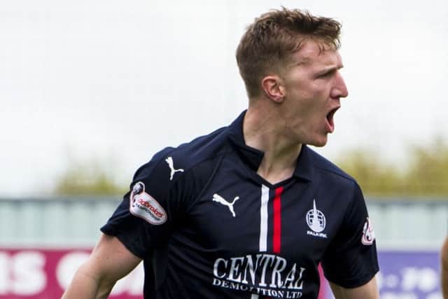 Falkirk's Paul Watson celebrates after he scores his side's opening goal against Morton. Picture: Paul Devlin/SNS