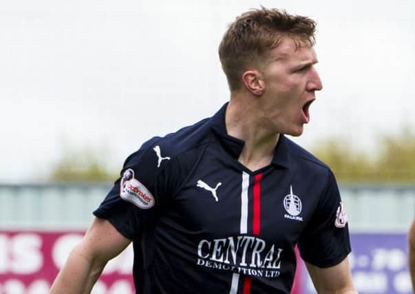 Falkirk's Paul Watson celebrates after he scores his side's opening goal against Morton. Picture: Paul Devlin/SNS