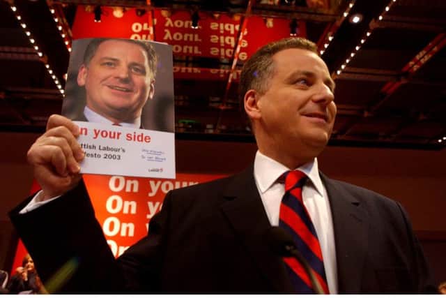 First Minister Jack McConnel unveils Scottish Labour's 2003 election manifesto at Glasgow Royal Concert Hall. Picture: Donald MacLeod/TSPL
