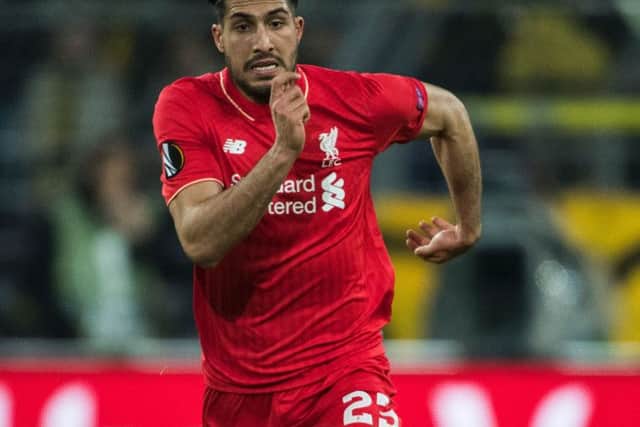 Liverpool midfielder Emre Can is set to return for his side's crucial Europa League semi-final second leg against Villarreal. Picture: Odd Andersen/AFP/Getty Images)