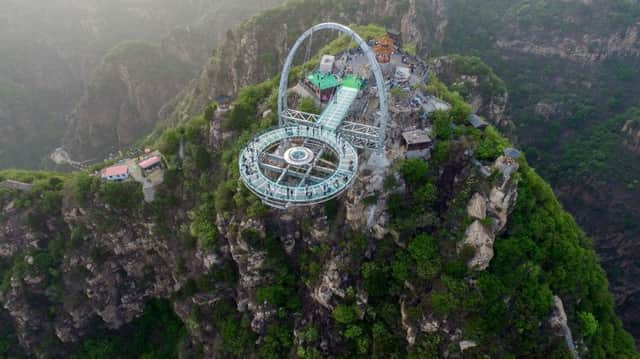 A glass sightseeing platform in Shilinxia scenic spot in Pinggu District of Beijing. 
Picture: Getty Images