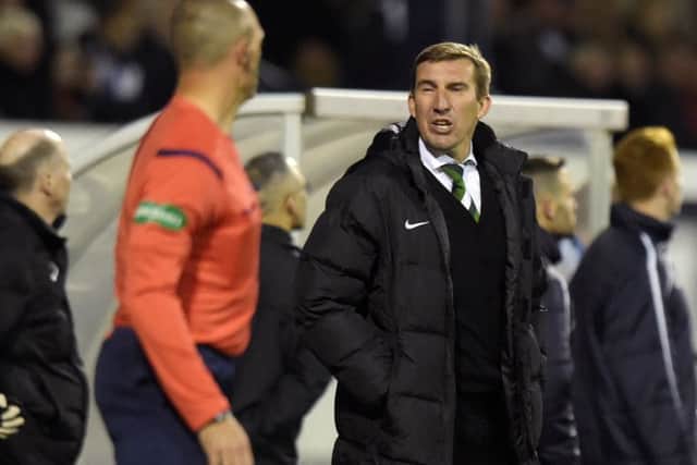 Stubbs was not pleased with the decision making of the near side linesman. Picture: SNS