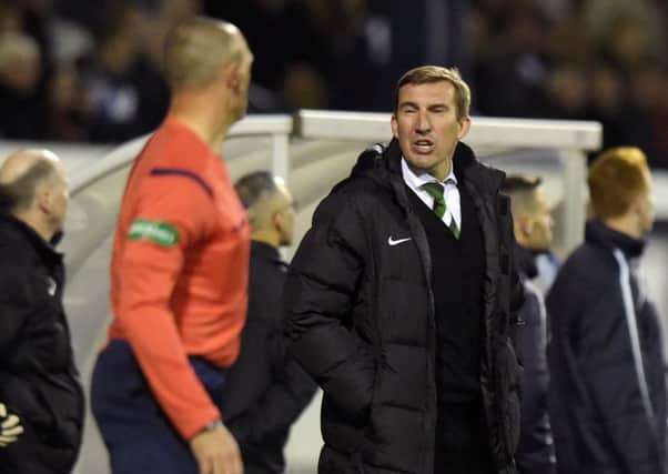 Stubbs was not pleased with the decision making of the near side linesman. Picture: SNS