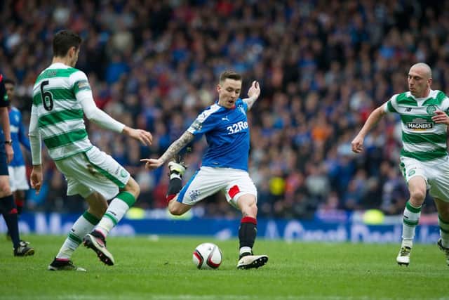 Barrie McKay unleashes the shot against Celtic in the Scottish Cup semi-final that earned him goal of the season. Picture: John Devlin