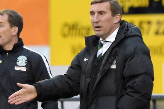 Hibernian manager Alan Stubbs on the touchline at Stark's Park. Picture: Craig Williamson/SNS