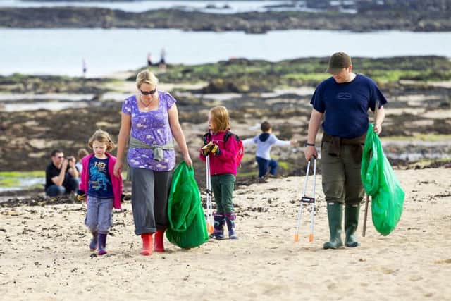 A community beach clean up takes place at North Berwicks East Beach. Picture: Malcolm McCurrach