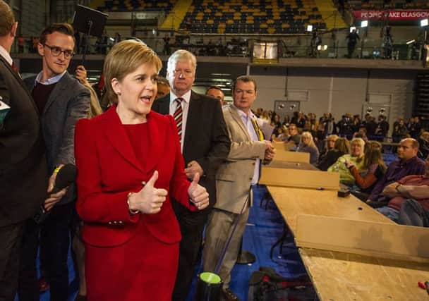 Nicola Sturgeon arrives at the Glasgow count. Picture: John Devlin