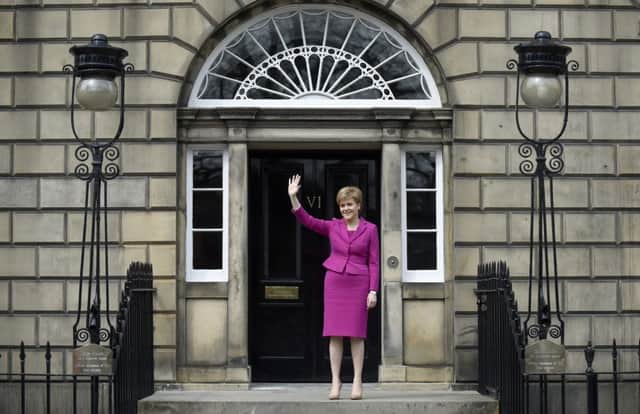 A triumphant Nicola Sturgeon at Bute House, Edinburgh. Picture: Jane Barlow