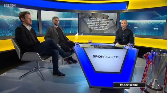 Sportscene presenter Jonathan Sutherland tees up the pundits' answers. Photograph: Sportscene