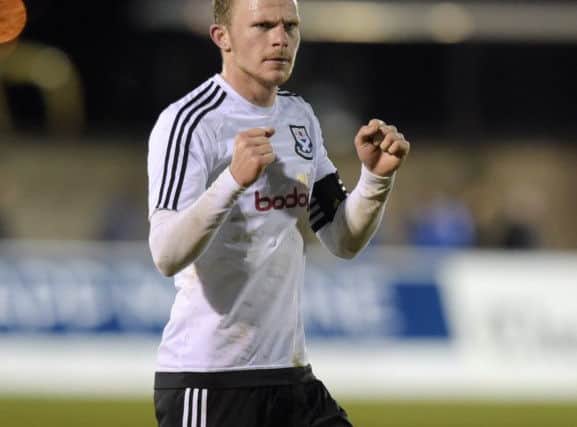 Ayr captain Nicky Devlin celebrates at full time
