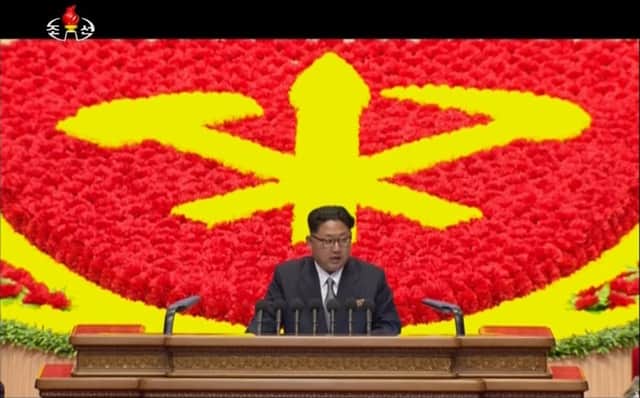 Kim Yong Un during his three-hour speech at the ruling partys congress, in which he unveiled the first five-year plan since the 1980s. PIcture: AP