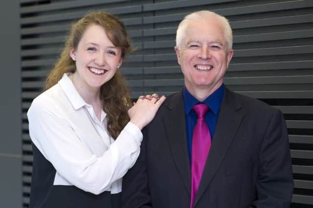 Pick Protection founder Rebecca Pick with Gordon Stuart of EIE organiser Informatics Ventures. Picture: Lesley Martin