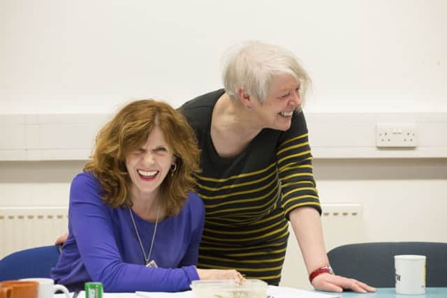 Siobhan Redmond and Liz Lochhead at rehearsals for Thon Man Moliere