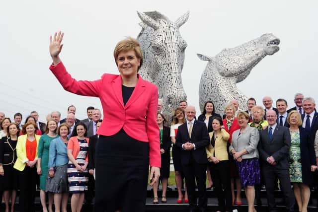 Nicola Sturgeon pictured at the Kelpies in Falkirk after her election victory. Picture: Michael Gillen