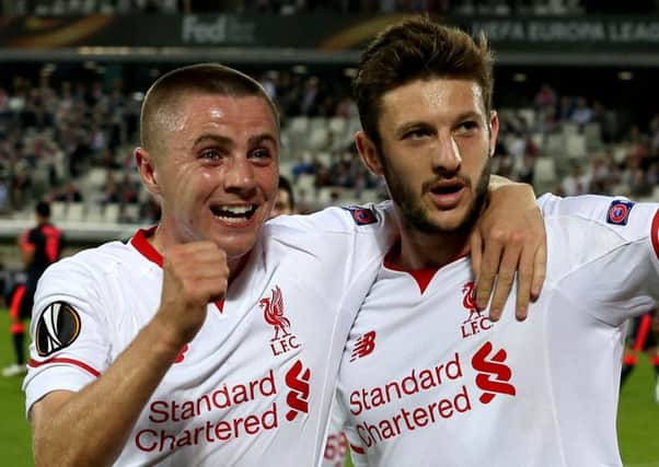 Jordan Rossiter, left, has made three Europa League appearances for Liverpool this season. Picture: Getty
