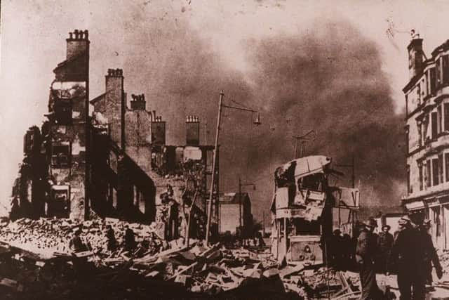 Dumbarton Road in Dalmuir one morning after the Clyebank Blitz. Picture: Clydebank Central Library