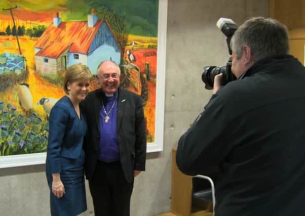 First Minister Nicola Sturgeon and Church of Scotland Moderator the Rt Rev Dr Angus Morrison in the film to be broadcast tomorrow. Picture: Contributed