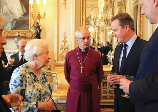 The Queen, the Archbishop and the Prime Minister were filmed during a conversation at the Palace. Picture: AFP/Getty Images