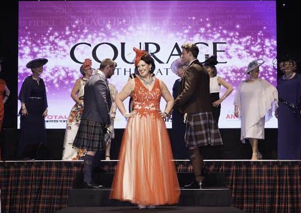 Karen Fulton takes to the stage at Courage on the Catwalk in Aberdeen. PIC Doug Niven/Red Dawn Photography