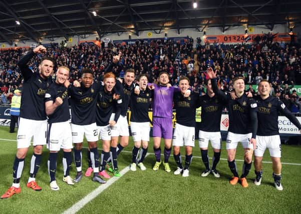 Falkirk celebrate at full time. Picture: SNS