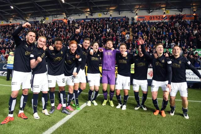 Falkirk celebrate at full time. Picture: SNS