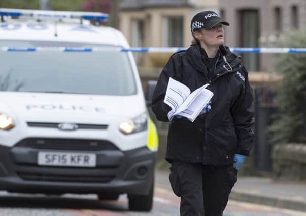 Police carry out investigations after the accident in which Jill Pirrie died. Picture: Ian Rutherford