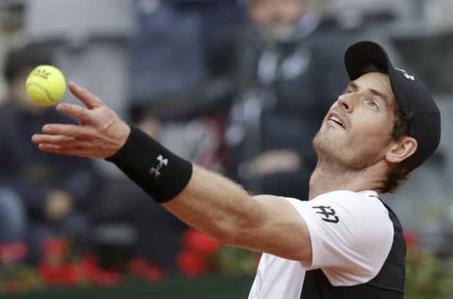 Andy Murray beat Lucas Pouille 6-2, 6-1 to reach the final in Rome. Picture: Alessandra Tarantino/AP