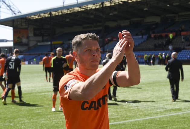John Rankin says farewell to the Dundee United fans. Picture: SNS