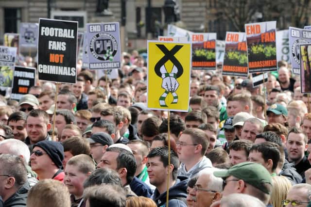 A demonstration held in 2013 against the SNP's anti-sectarianism bill in George Square, Glasgow. Picture: Ian Rutherford