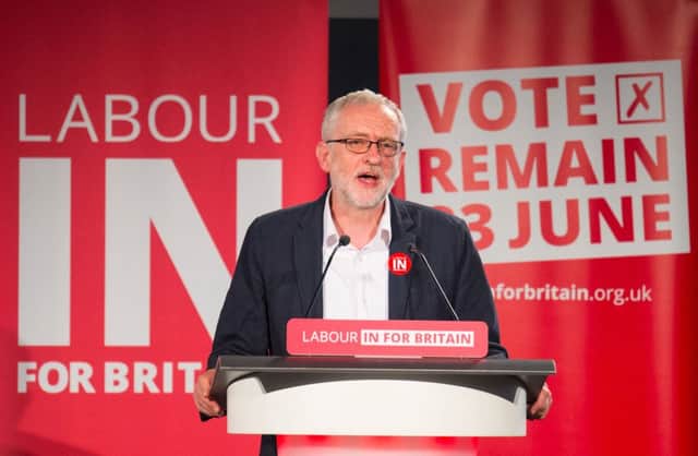 Labour leader Jeremy Corbyn speaks at the Rally to Remain campaign event, at the Queen Elizabeth II Conference Centre, in Westminster, London. Picture: PA