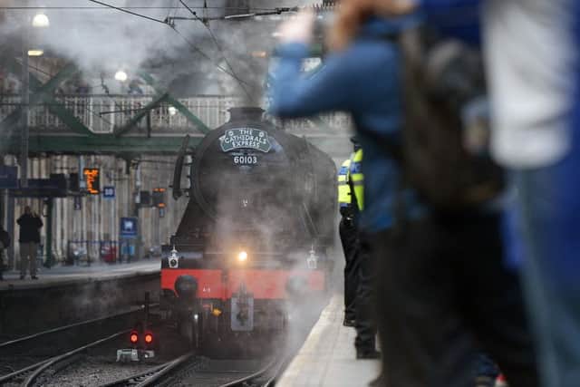 Thousands of steam enthusiasts celebrated the Flying Scotsman's return to Scotland.


 Picture: Neil Hanna
