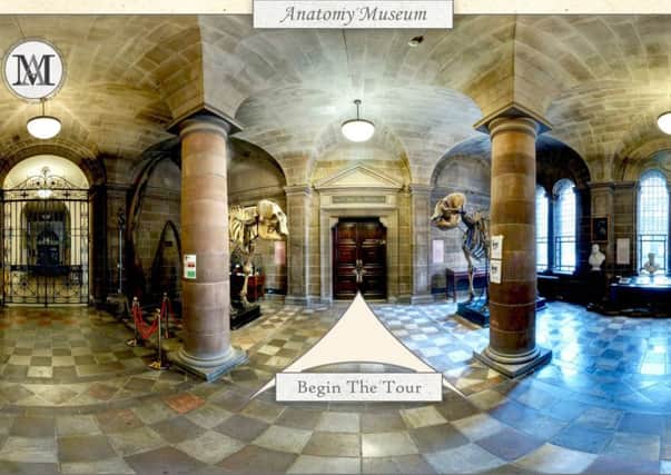 A view from a new interactive app that allows people across the world to virtually tour the Anatomical Museum at Edinburgh University, including areas of the museum and Old Medical School building not usually accessible to the public. Picture: PA