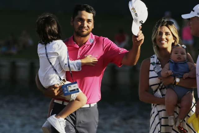Australias world No 1 Jason Day celebrates his victory in the Players Championship, golfs so-called fifth major. Picture: AP