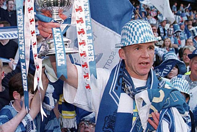 Kilmarnock captain Ray Montgomerie lifts the Scottish Cup in 1997. Picture: SNS