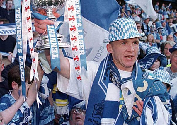 Kilmarnock captain Ray Montgomerie lifts the Scottish Cup in 1997. Picture: SNS