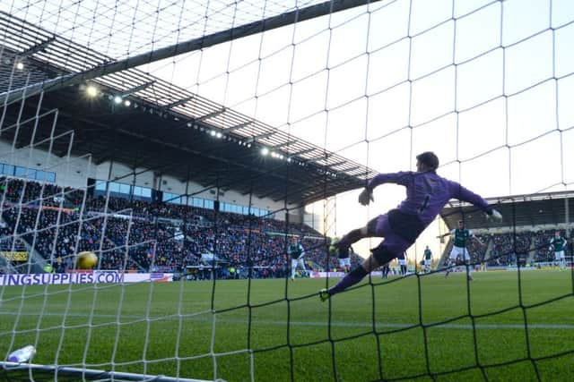 Keatings scored from the spot, but should his team have been facing 10 men from that point on? Picture: SNS