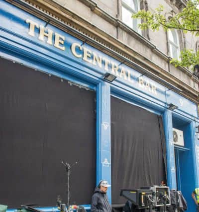Danny Boyle's film crew at the Central Bar on Leith Walk. Picture: Ian Georgeson