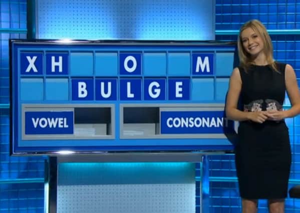 Rachel Riley spells out the word bulge, but there's worse to come. Picture: SWNS