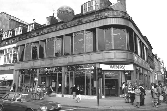 A new Wimpy restaurant opened at the corner of Castle Street and Princes Street in Edinburgh, May 1984.