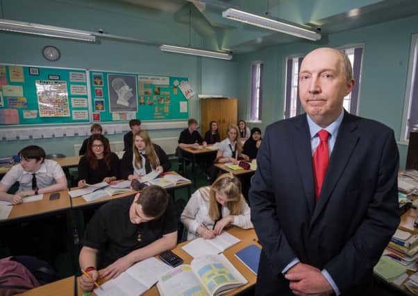Councillor Andrew Burns visits Drummond High School as school kids get back to lessons. Picture: Steven Scott Taylor