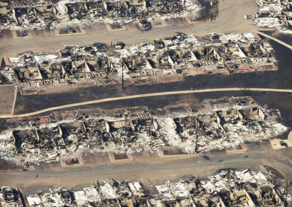 A neighborhood in Fort McMurray, Alberta devastated by wildfires. Picture: AP